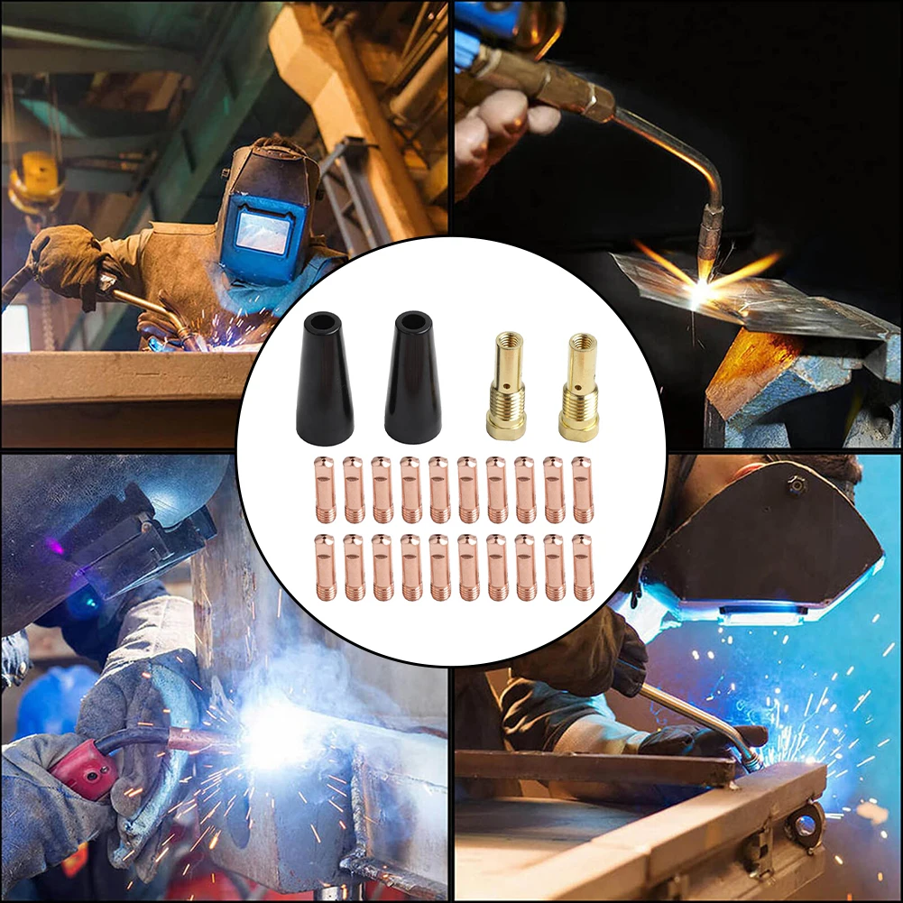 24PCS Flux Core Welding Torch Accessories Kit, 14AK Tips Flux Core Nozzles For Non Core Welding And Various Metal Manufacturing