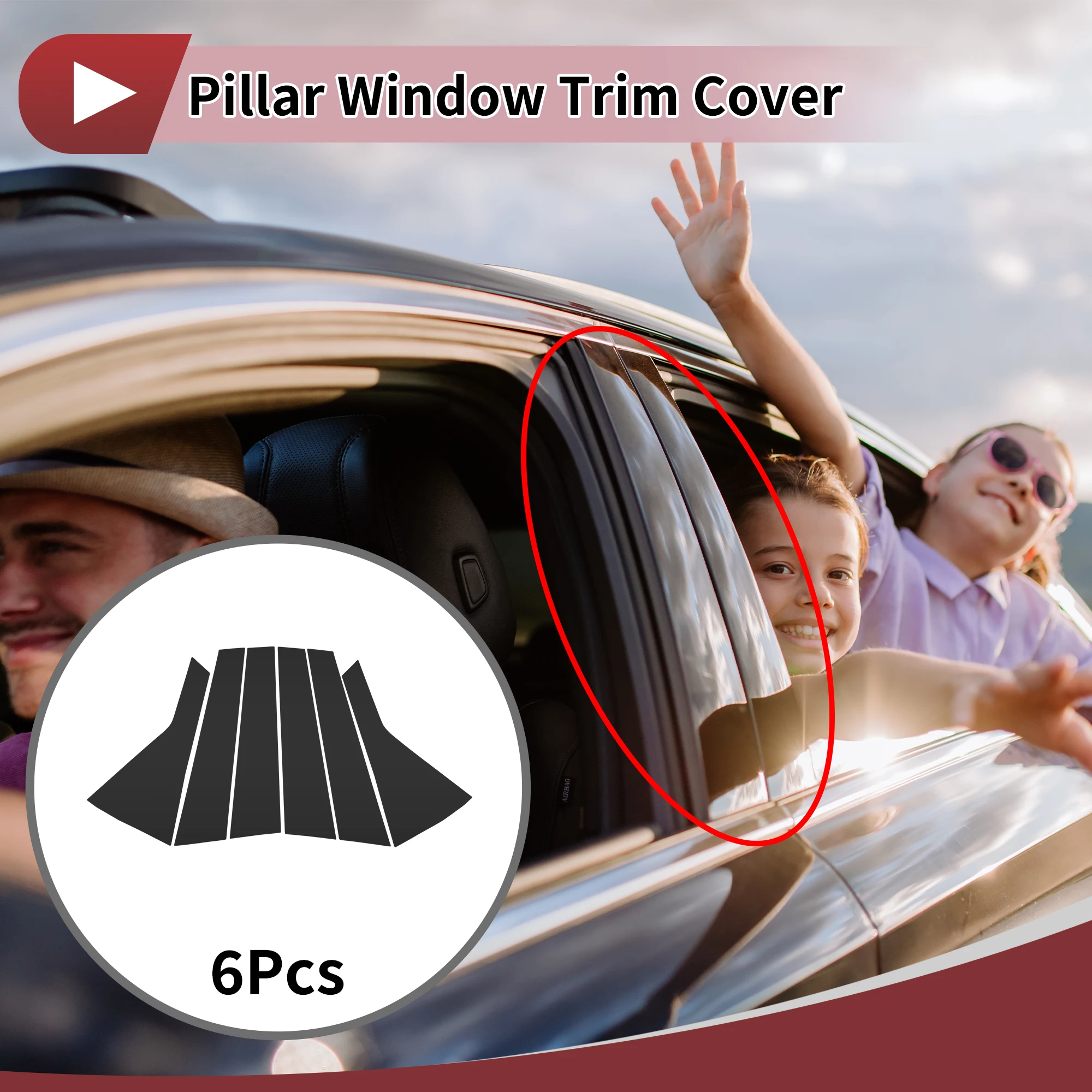 

X Autohaux Door Pillar Window Trim Front Rear Left Right for Genesis GV80 2021-2025 Anti Scratch Sticker Pillar Posts Black 6pcs