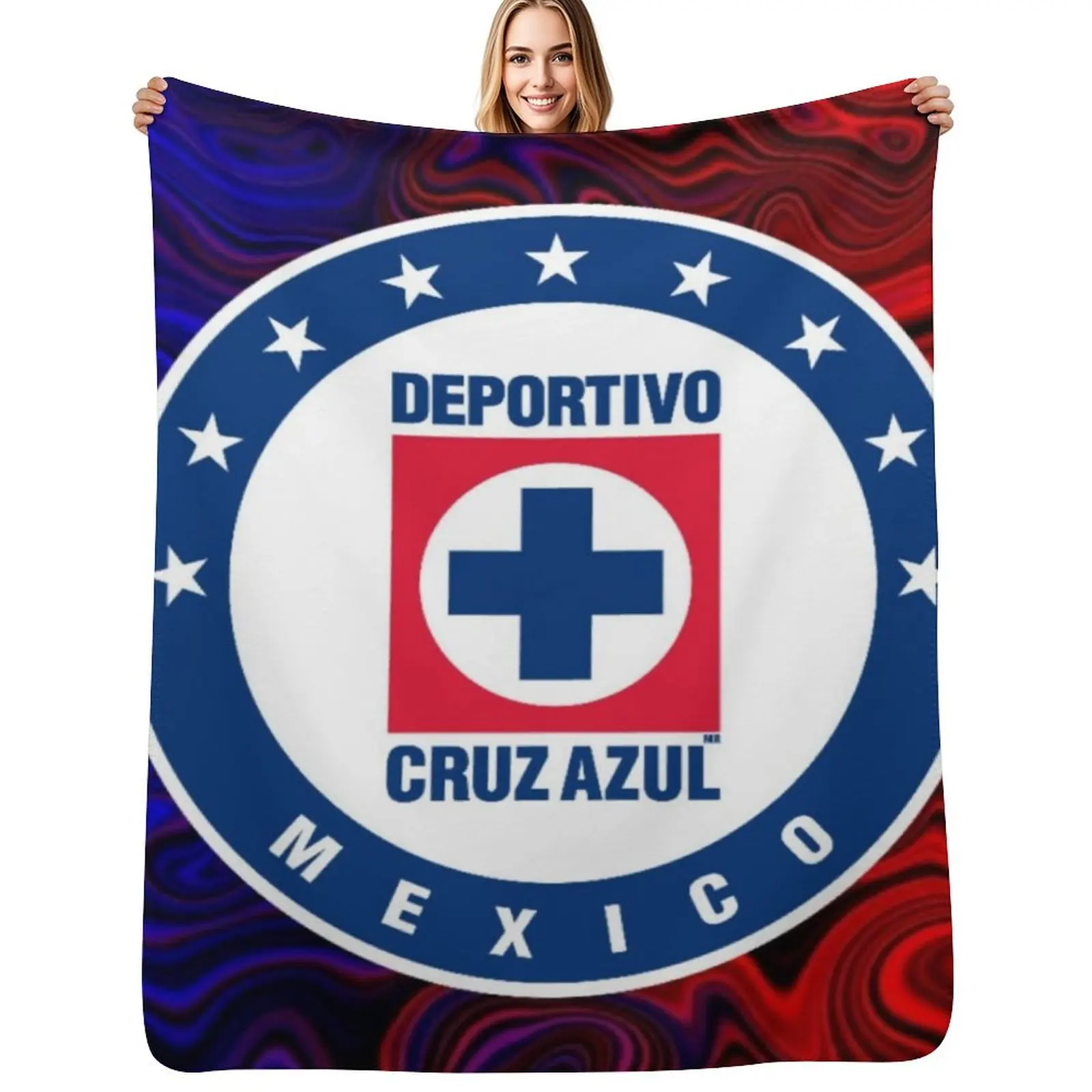 Cruz azul manta Retros ropa de cama gruesa de lujo mantas suaves a cuadros