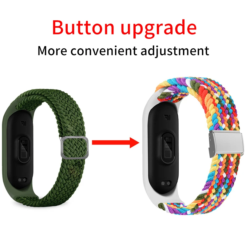 Gelang tali untuk Mi Band 6 7 5 4, gelang tali nilon kepang multiwarna olahraga tunggal gelang Loop untuk Mi band 6 7