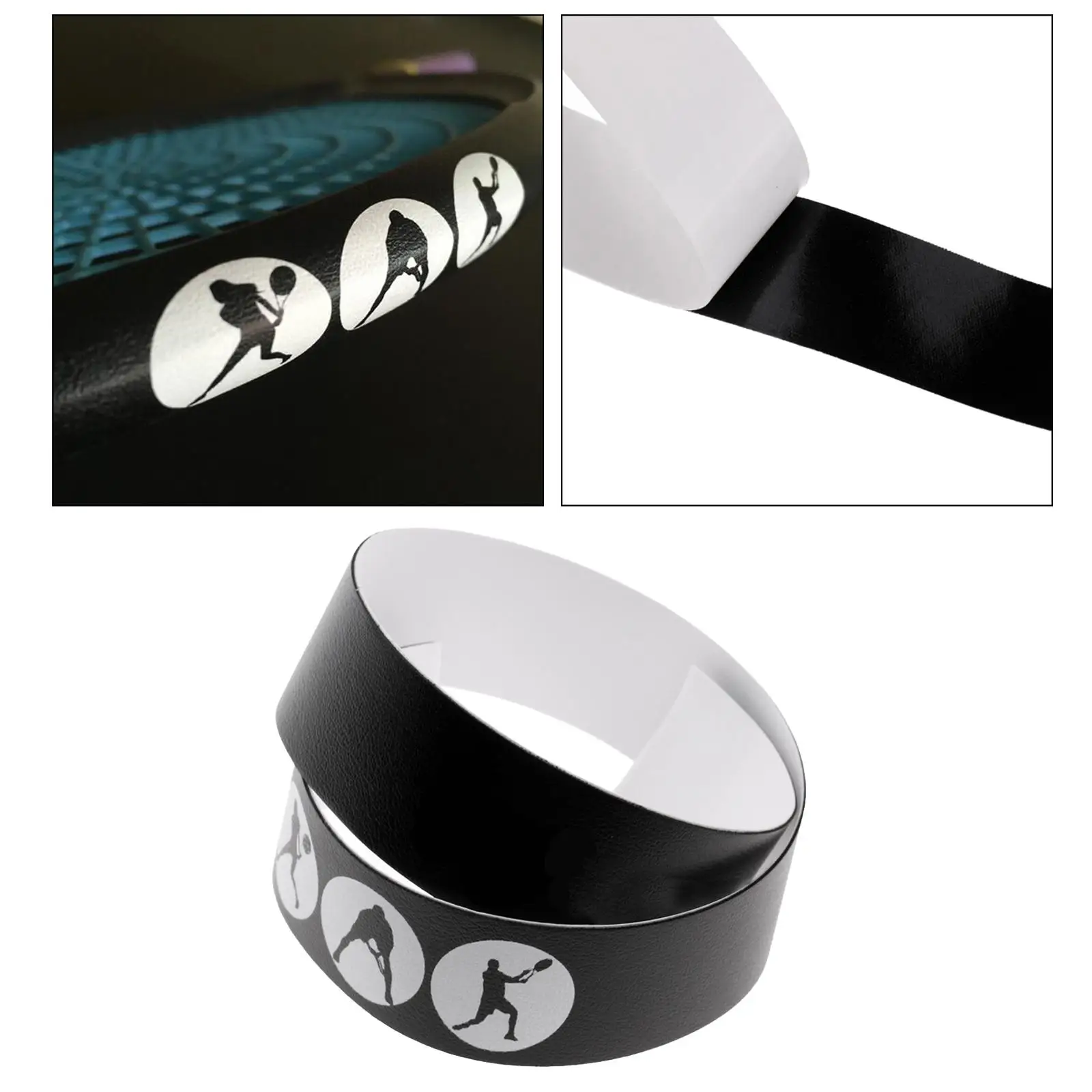 

Soft Flexible Tennis Racket Protective Sticker Racquet Protection Tape Tennis Accessories Black 100% Polyester