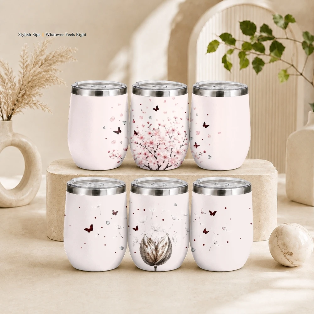 Dandelion Motif Vacuum Flasks 12oz Insulated Stainless Steel Mug with Lid Travel Tumbler Double Wall Drink Coffee Cup