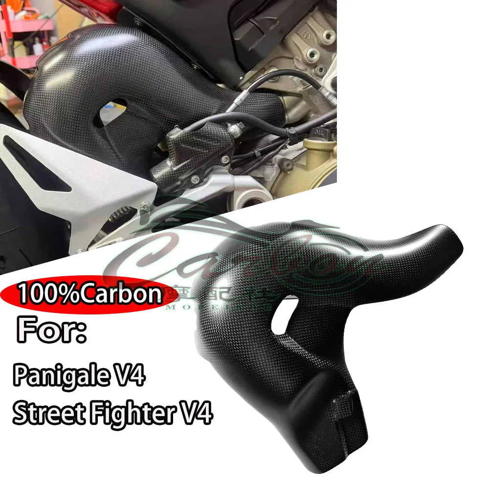 Euro 5 For DUCATI Streetfighter Panigale V4 V4S V4R 2023 2024 Carbon Fiber Exhaust Hood Heat Insulation Motorcycle Accessories