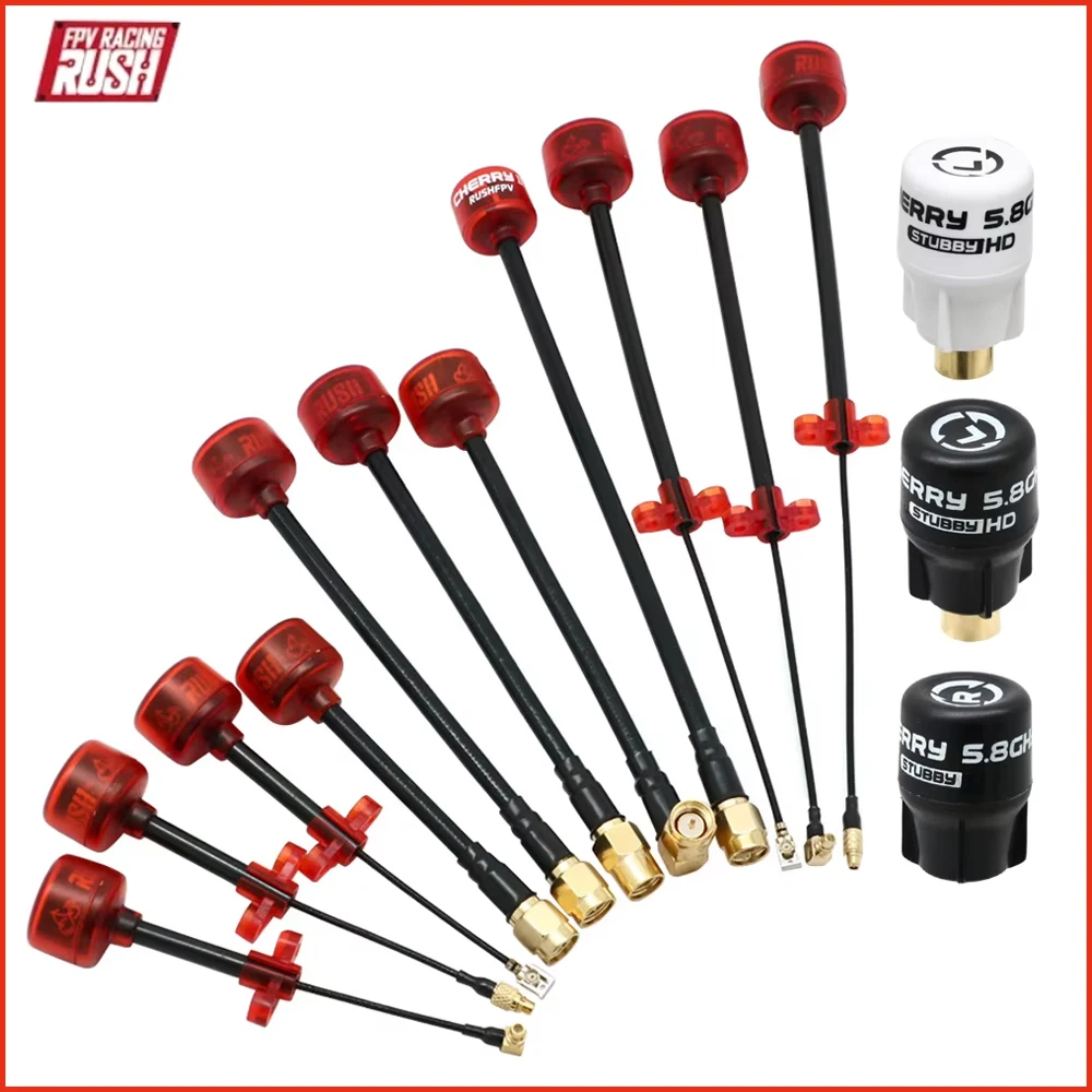 Antena FPV Rush Cherry 5.8G 1.2dBi LHCP/RHCP SMA MMCX UFL de Longo Alcance, Antena FPV Cherry STUBBY para Drone de Corrida