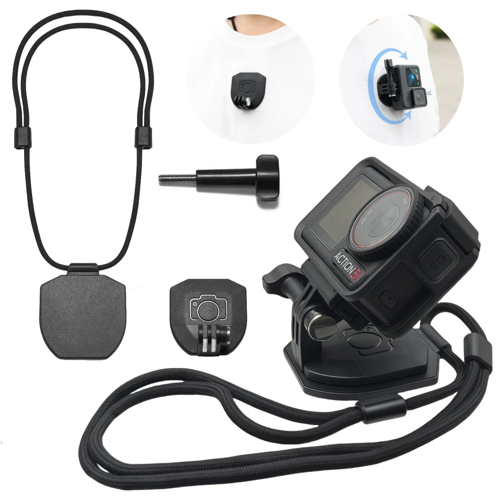 Magnetic Neck Strap Hold Mount Bracket Adapter With Lanyard For DJI Action 4/Gopro/Pocket 3/Insta360 X4 Accessories