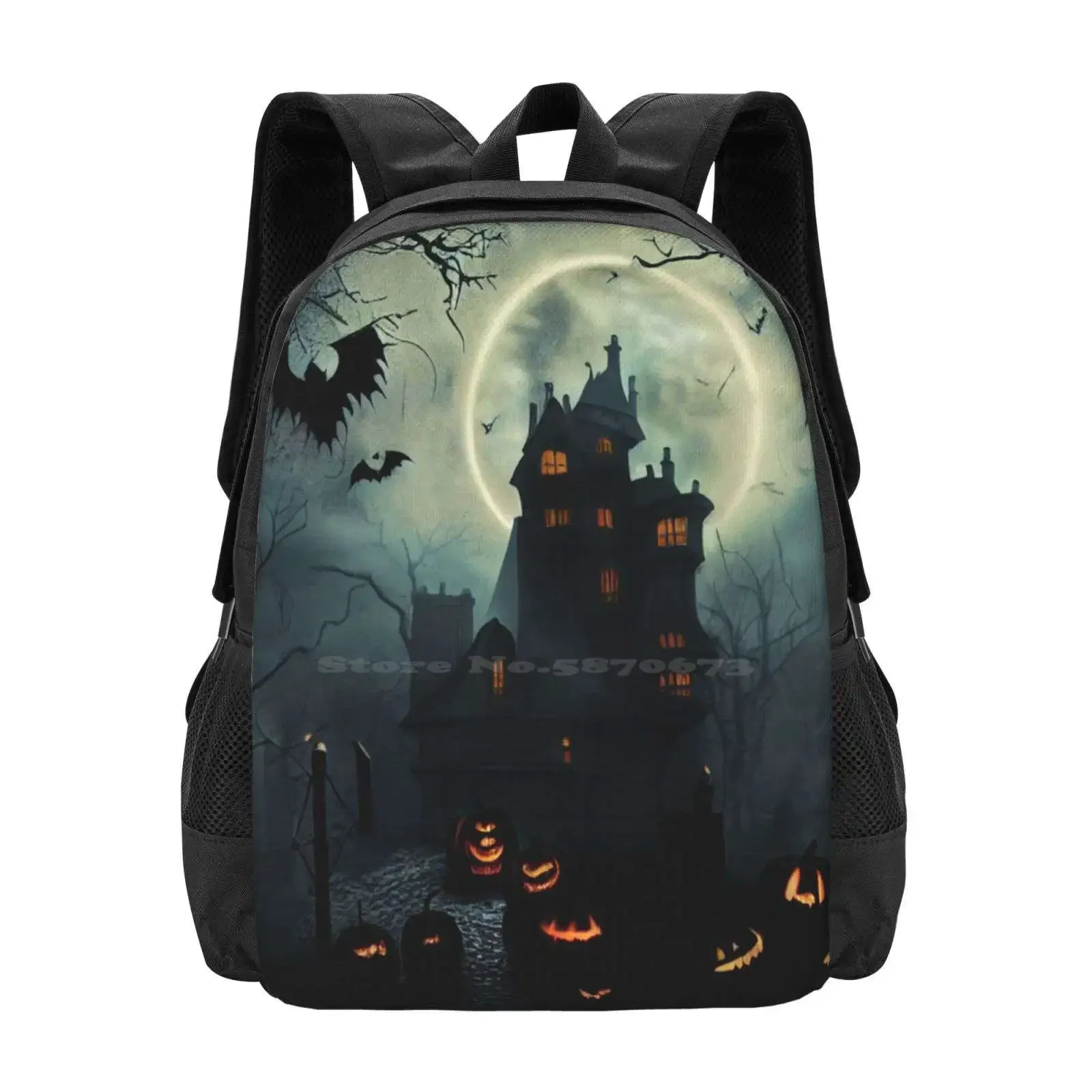 

Haunted House Hot Sale Schoolbag Backpack Fashion Bags Scary Ghost Demon Paranormal Halloweencostume October Spookyseason