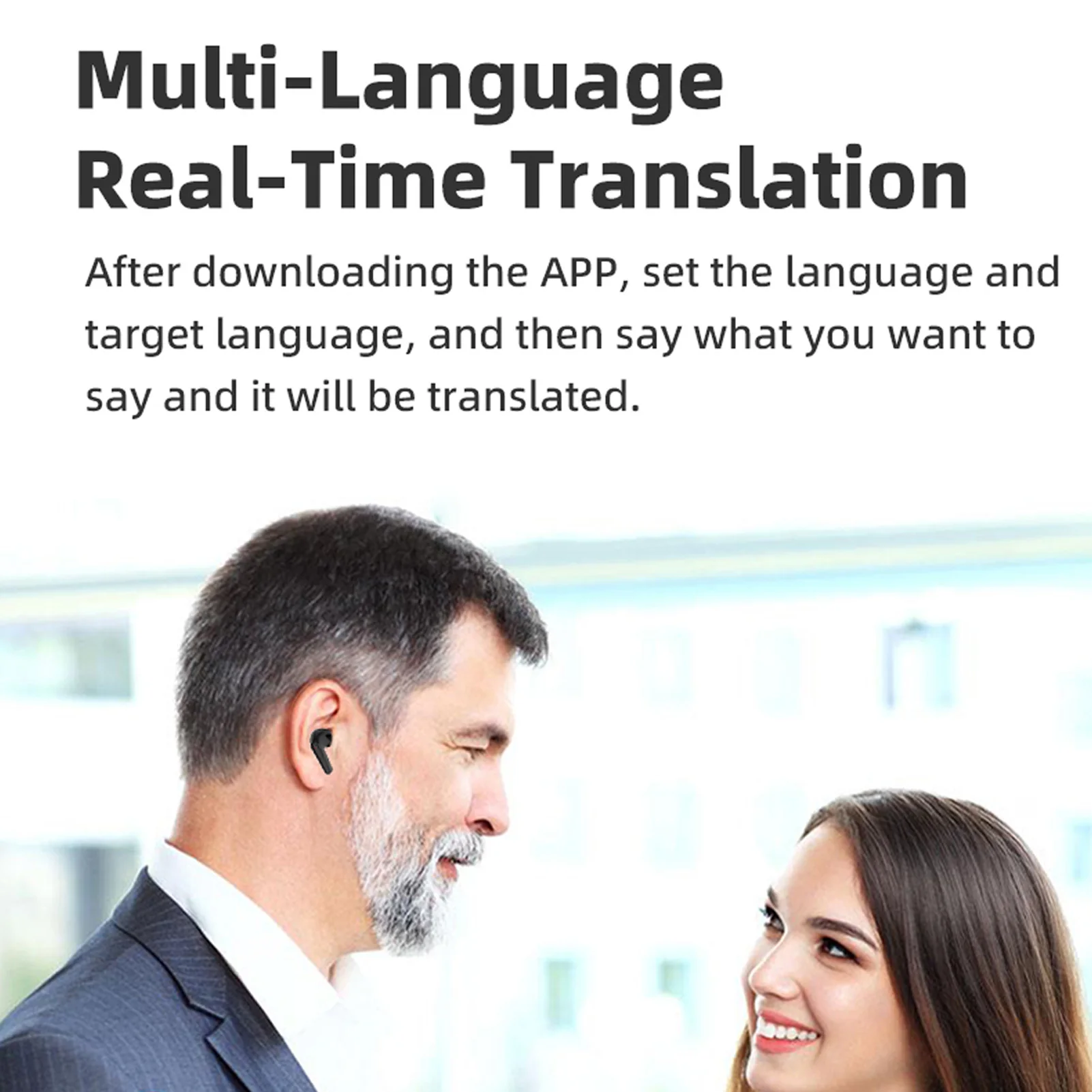 언어 번역 이어버드 앱 지원 블루투스 5.3 144개 언어 소음 제거 실시간 번역 이어버드