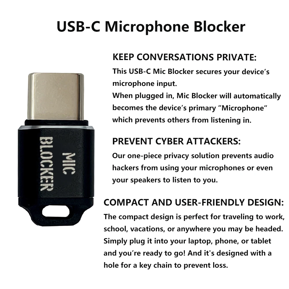 USB C MIC Blockers Lightweight Privacy Protector Multifunction Microphone Sound Lock for Laptops Smartphones Tablets