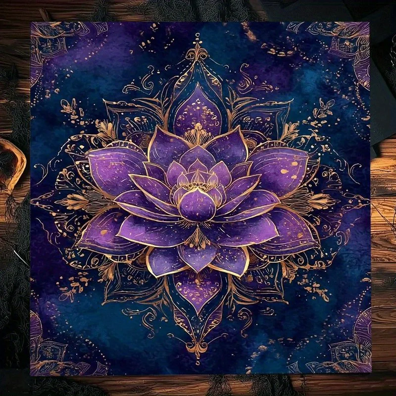 1pc Mysterious Lotus Starry Sky Square Tablecloth, Card Table Cover, Bohemian Home Decor Mat, Ideal for Festivals and Gifting