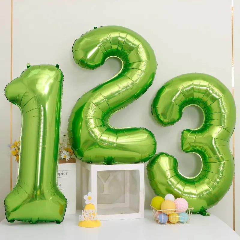 New 42 Inch Fruit Green Digital Balloon 0-9 for Birthday Party Decoration Anniversary Gift Big Digital Balloon 2025