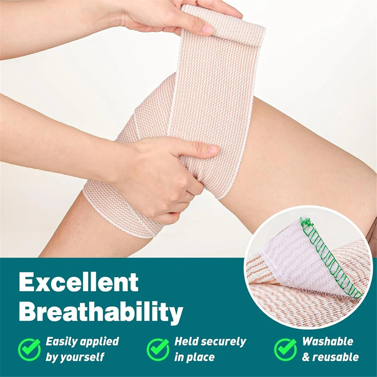 ABJZ 10 Pack Elastic Bandage Wrap 4 Inch, Compression Wrap Bandage for Legs, Lymphedema Wraps for Legs, Ankle, Knee, Tummy
