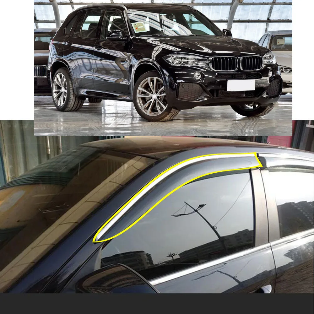 

Car Body Styling Sticker Plastic Window Glass Wind Visor Rain/Sun Guard Vent Parts For BMW X5 E70 F15 2008-2013 2014-2018