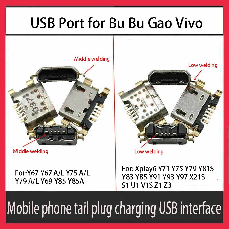 1-10pcs Micro USB 5pin Female Connector Jack Charge Port For Vivo Xplay6 V5 Y67 Y69 Y71 Y75 Y79 Y81S Y83 Y85 Y91 Y93 Y97 X21S S1
