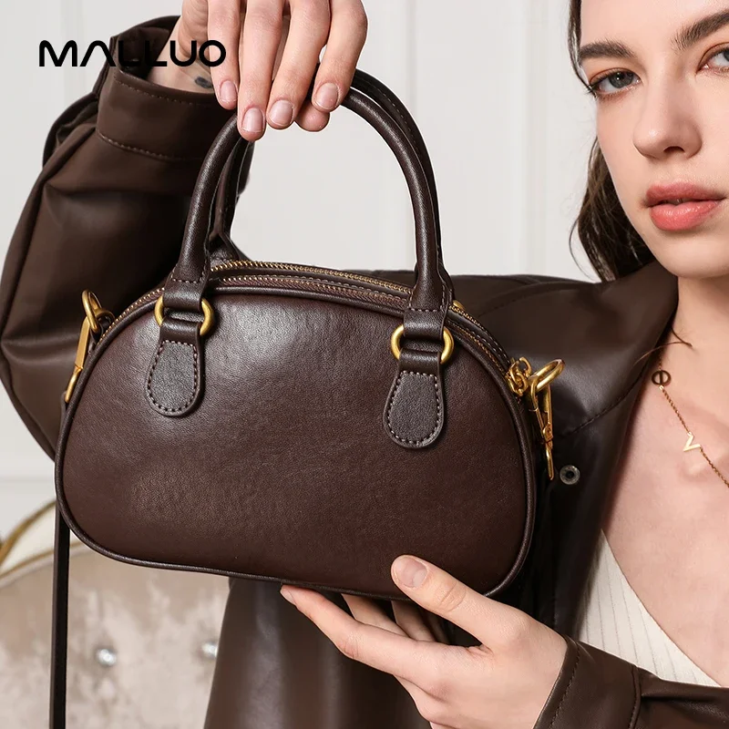 

Natural Cow Leather Shoulder Bag for Women Retro Soft Cowhide Luxury Design Handbag Female Commute Fashion Ladies Purse