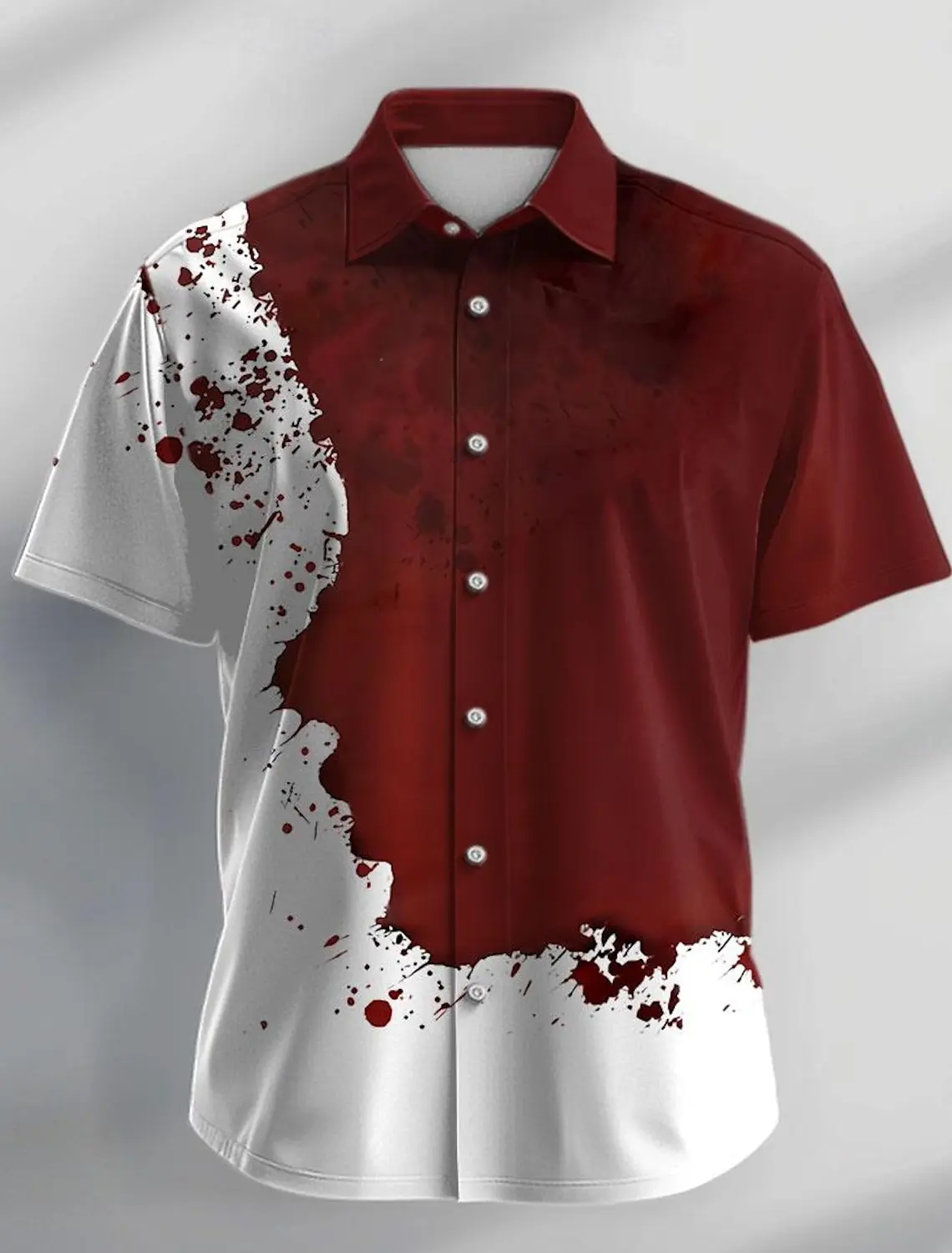 

Bloodstained Casual Dark Men Shirts Button Down Shirts Everyday Wear Evening Vacation Summer Lapel Shirts Short Sleeve Red Shirt