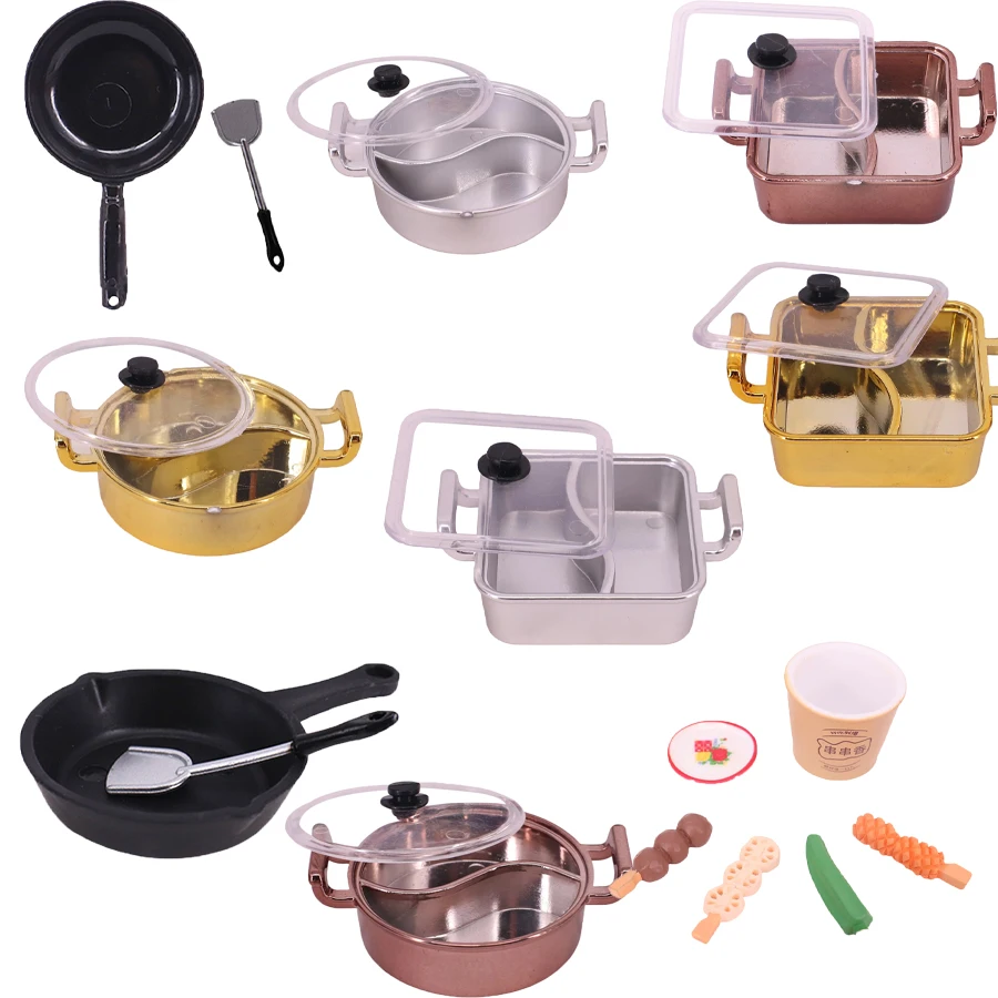 Suitable For 17/30cm Doll Accessories, Miniature Food Play Scene, Hot Pot, Flat Bottomed Pan, Spatula Set