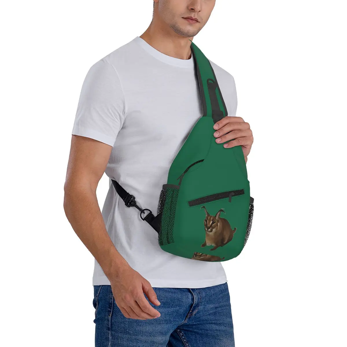 Bolso grande Floppa Animal Cat para hombre, bandolera, bolso de pecho, mochila de viaje, senderismo, bolso de hombro