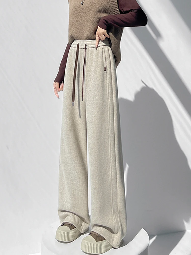 Calças Casuais de Cintura Alta para Mulheres, Novas Calças de Perna Larga Estreita para Outono e Inverno, Calças Longas Drag, Calças Tubo Retas