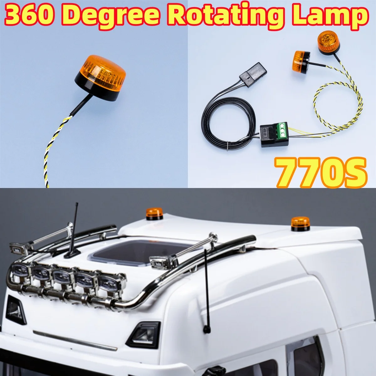 

Высококачественная 360-градусная инженерная операционная лампа для 1/14 Tamiya RC SCANIA 770S, сигнальная лампа, детали дистанционного управления для самосвала