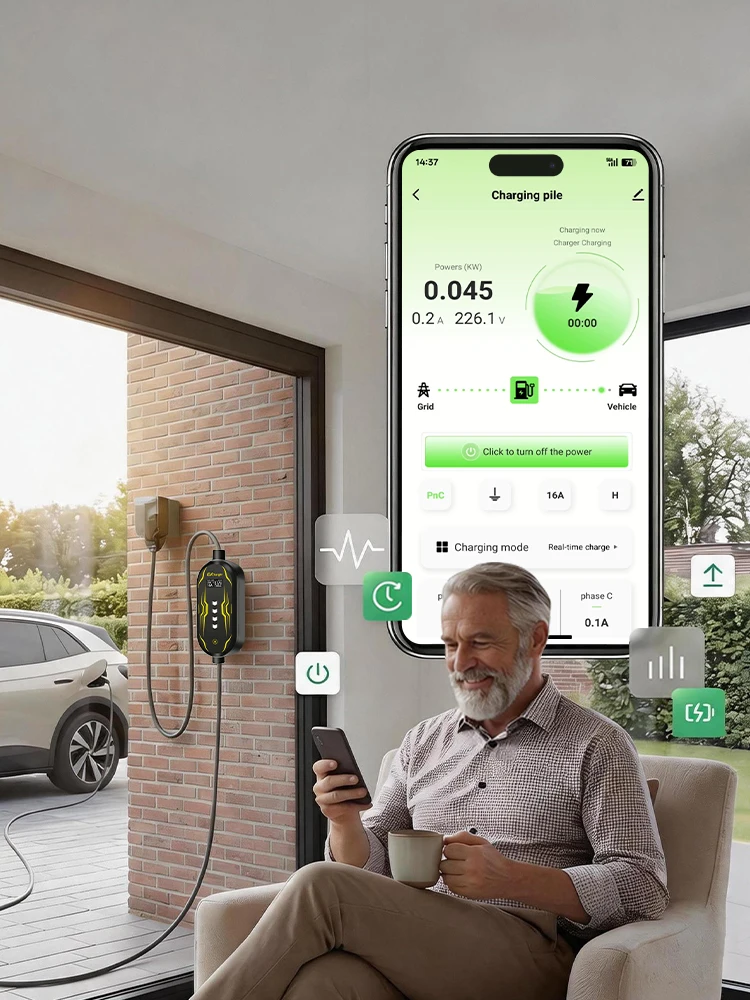 Ładowarka Junsun EV typu 2, kabel do ładowania pojazdów elektrycznych, Schuko 3,5 kW, CEE niebieski 7,4 kW, CEE czerwony 11 kW, 16A 32A, trójfazowa przenośna stacja ładowania EVSE Wallbox z wtyczką — 2