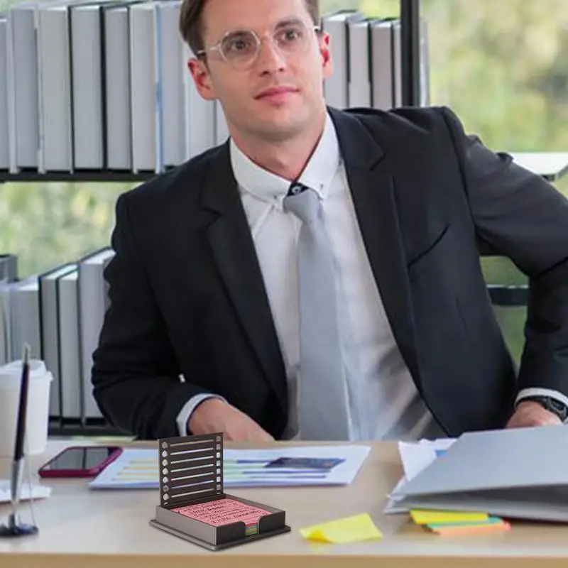 Sticky Note Dispenser Home Desktop Sticky Note Holder With Stencil Boost Work Study Efficiency Daily Planner Storage Case For