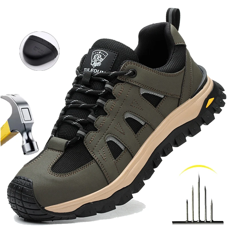 

Men Steel Toe Work Boots Running Shoes Anti-smash Anti-Punctur Sneakers Outdoor Sport Safety Shoes Breathable Industrial Shoes