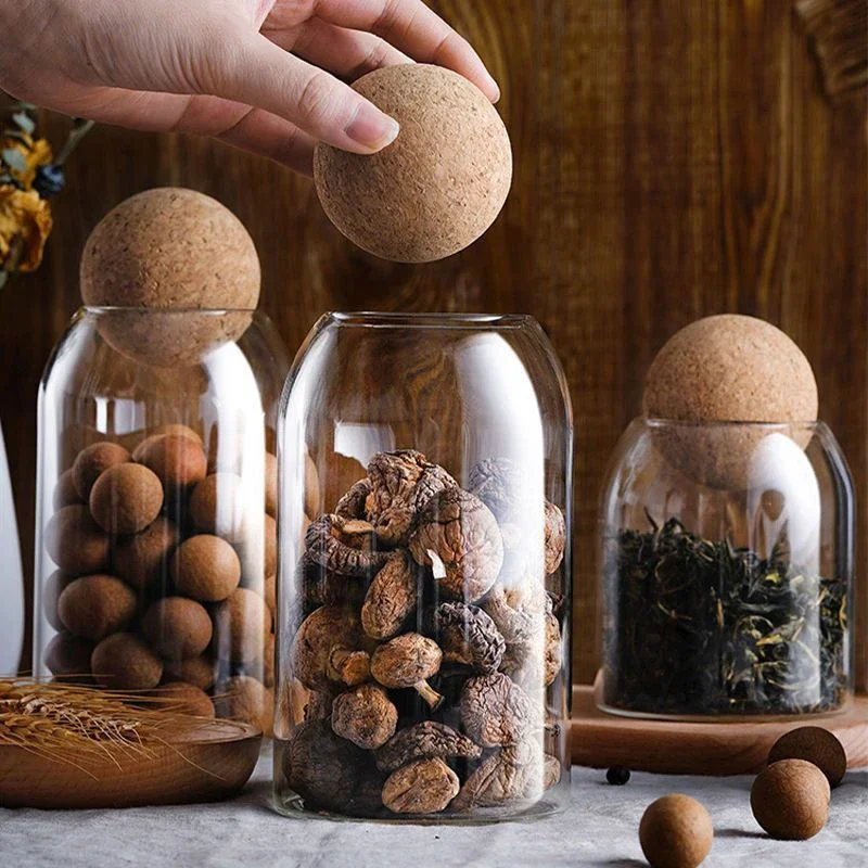 1Pcs Transparent Lead-free Glass Food Bottle With Ball Cork Lid Storage Jar  For Coffee Bean Clear Food Storage Jar Container