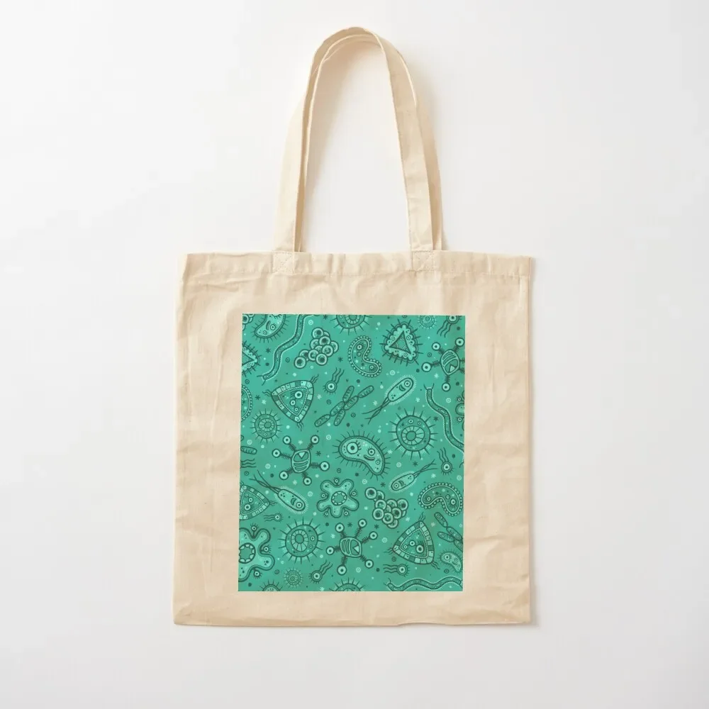 

Cartoon Microbes - Green Tote Bag tote bag women Women bags Customizable tote bag