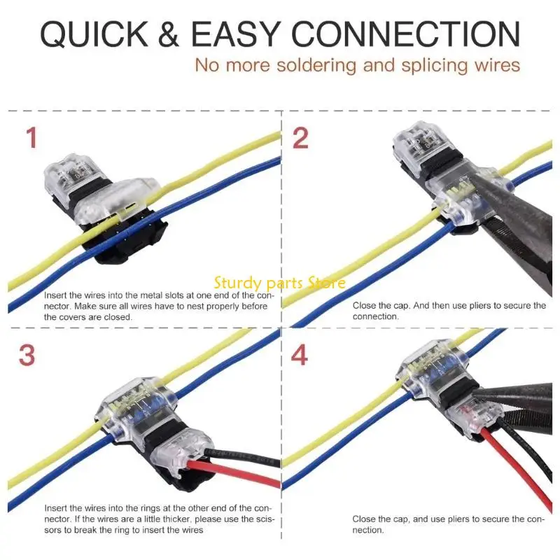 

97QC 20 шт. 2-контактный 3-контактный разъем без зачистки проводов, быстрый беспаечный Т-образный разъем для освещения и