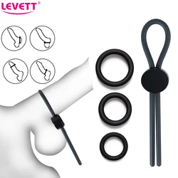 Male Penis Ring Cock Rings Adjustable Rope Lock Ejaculation Scrotal Binding Ball Stretcher Silicone Cockring Sex Toys For Men