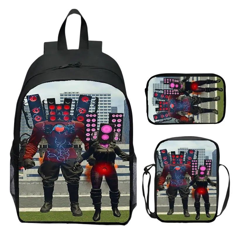 3pcs/set Digital Printed Skibidi Toilet Kids Backpack Titan Audio Man Children Schoolbag Boys and Girls Bookbag for Student