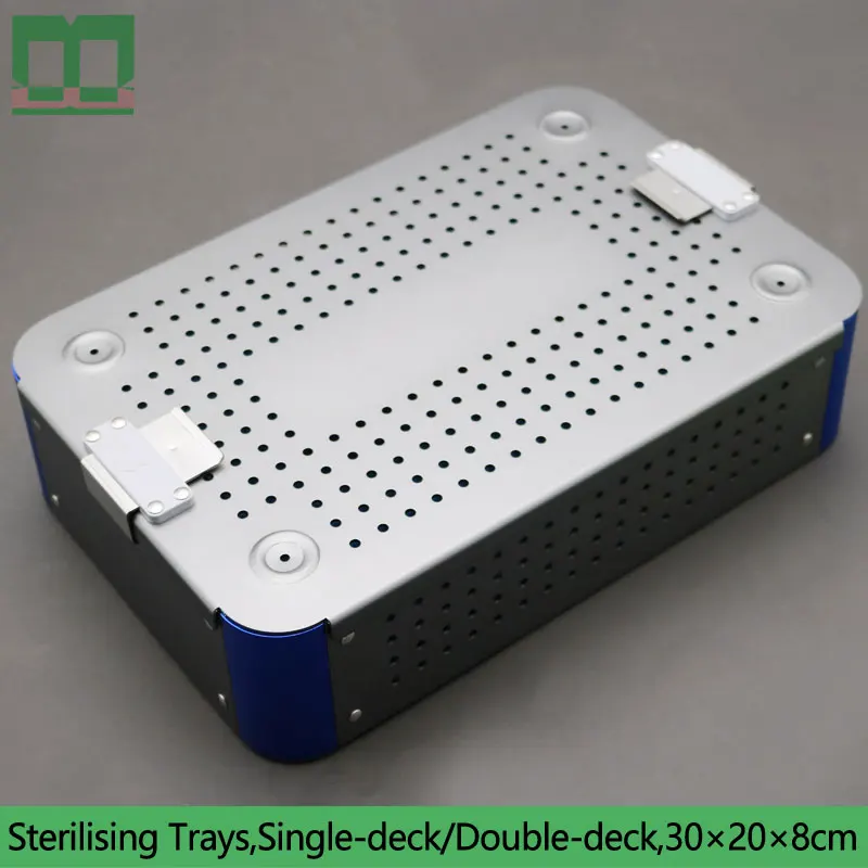 

Sterilising trays aluminium alloy double-deck 30*20*8cm surgical instruments used for disinfection medical sterilization box