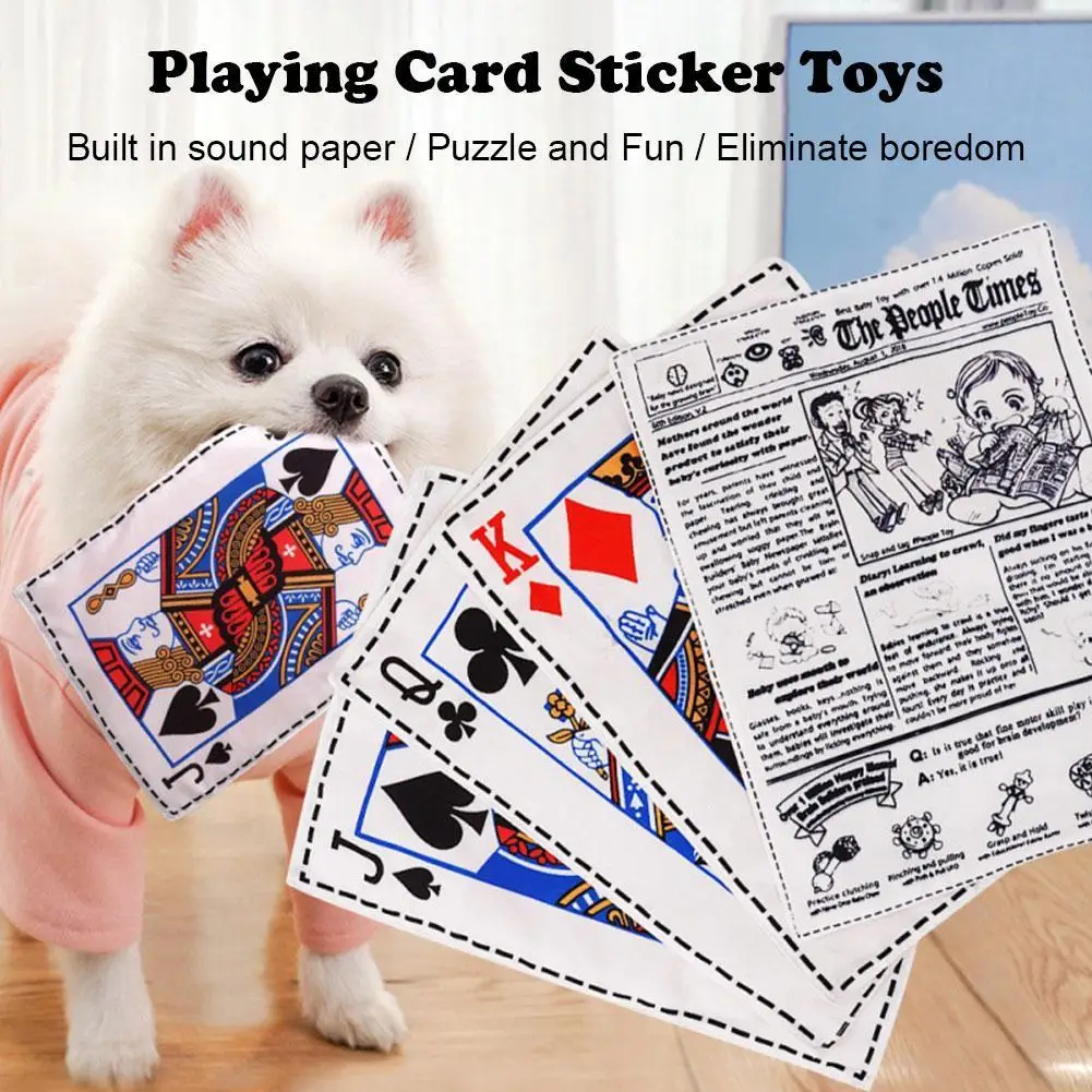 Juguete interactivo para perros, resistente a desgarros, con sonido simulado de papel de periódico y cartas de juego (K, Q, J), resistente a mordeduras, para Corgi, Teddy, cachorros y mascotas.