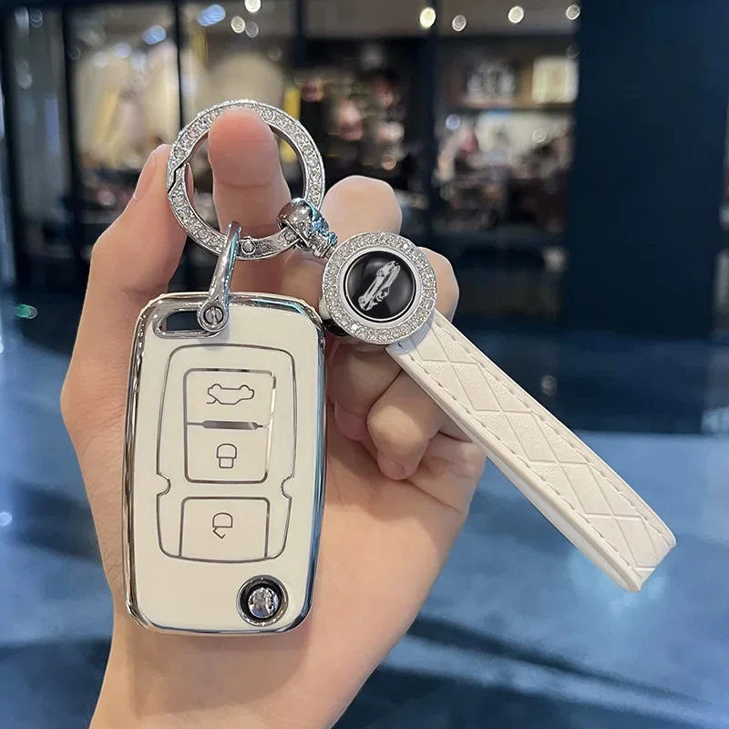 TPU Car Folding Key Case Cover Shell Fob Keychain for Geely Emgrand EC7-RV EC715 EC718-RV GC5 GC6 EC8 SL EU 7 EC7 EC715 EC718 view 3