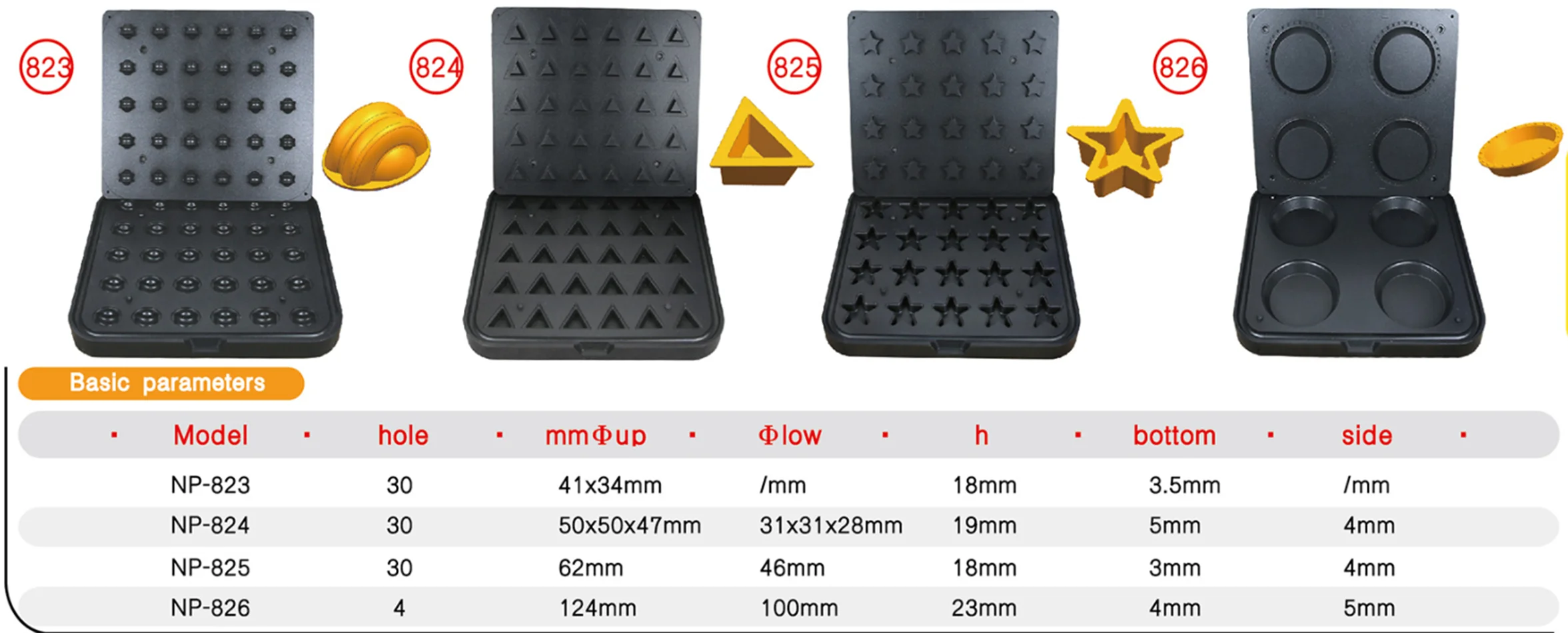 Model 811-822 Non-stick Commercial Egg Tart Mold Diversified egg tart plate