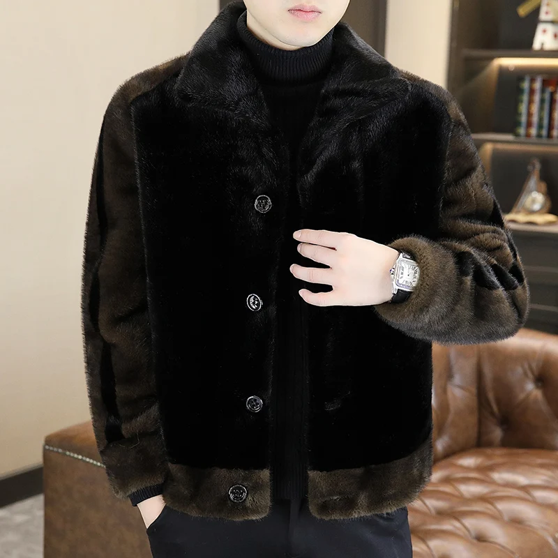 Autumn Winter Double-Sided Wear Golden Mink Velvet Faux Fur Coat Thickened Jacket Leather Fur Integrated Warm Outerwear