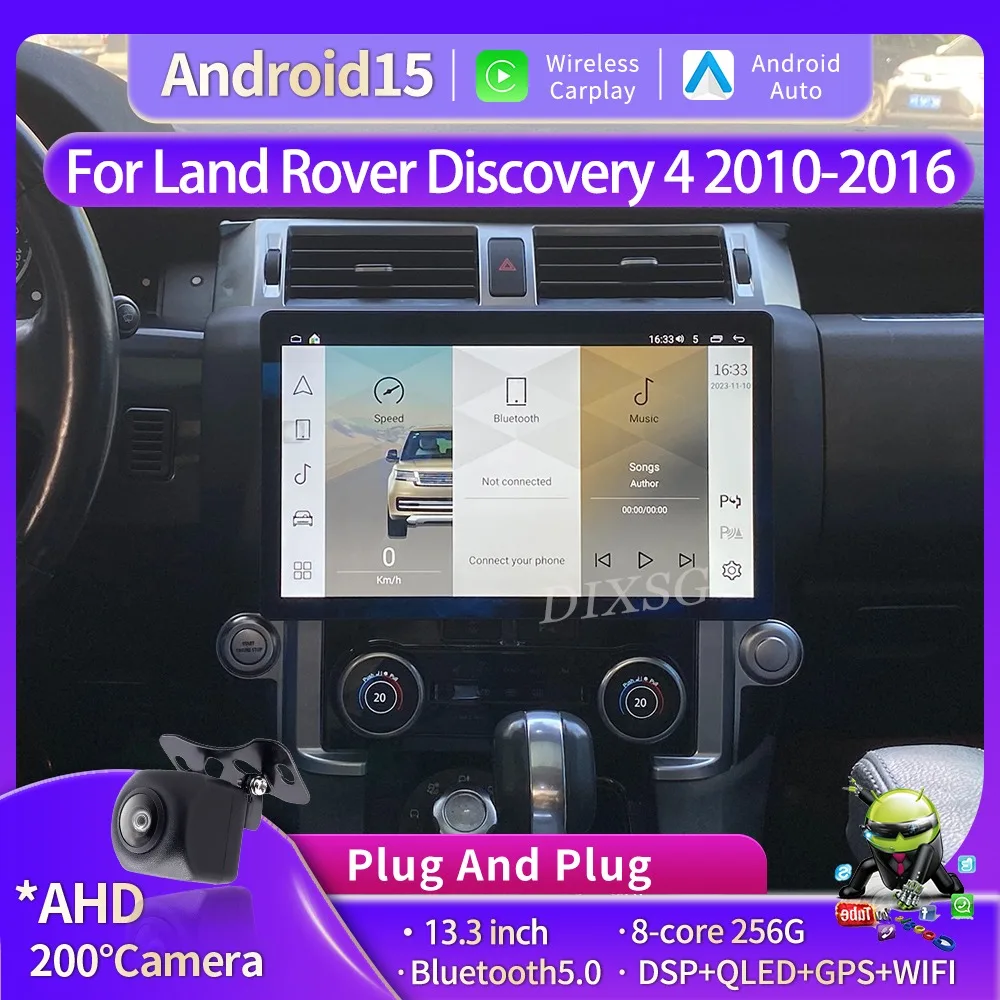 For Land Rover Discovery 4 2010-2016 13.3 Inch Android 15 Touch Screen Car Radio Stereo Multimedia DSP Player GPS Navi Head Unit