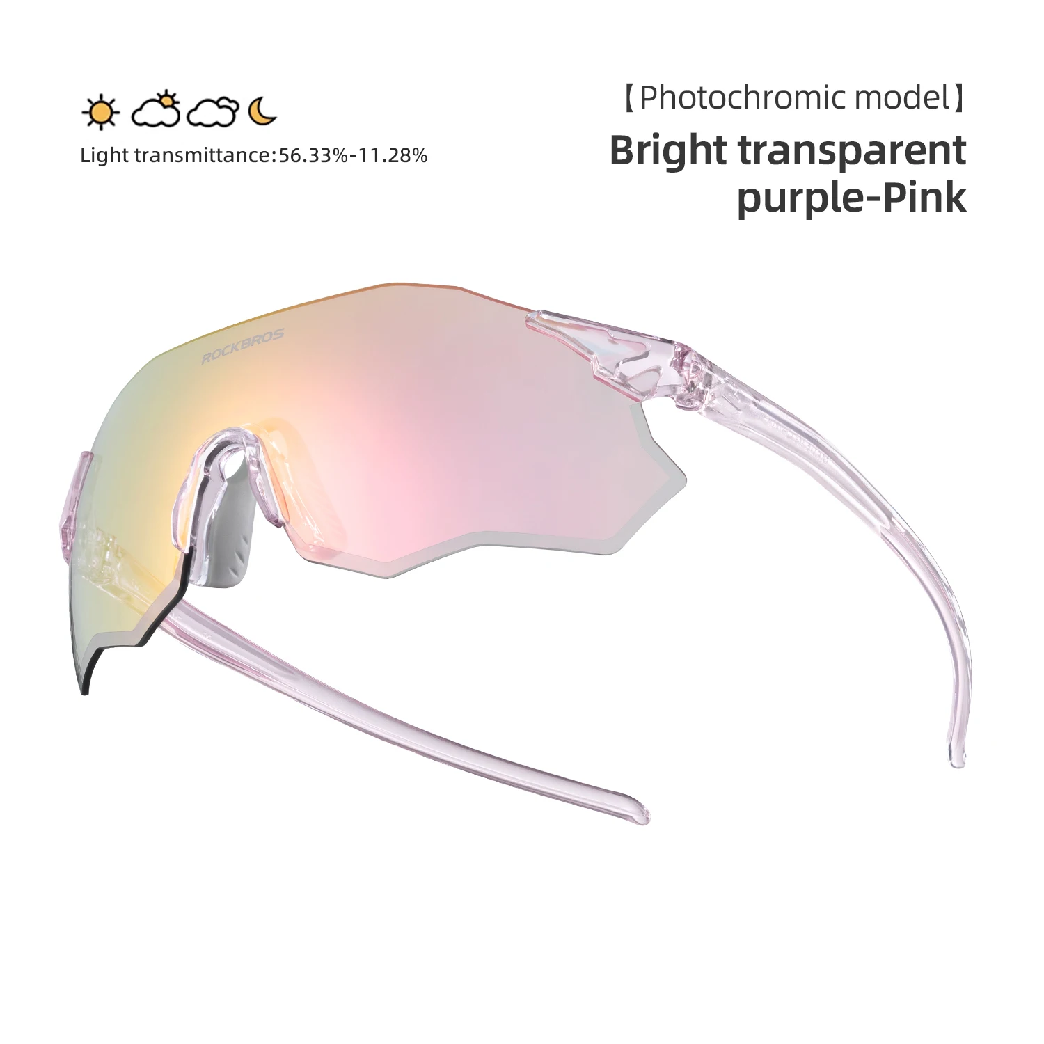 ROCKBROS Fahrradbrille Photochrome/Polarisierte Sonnenbrille UV-Schutz Winddichte Brille für Männer und Frauen Straßenfahrrad-Sportbrille