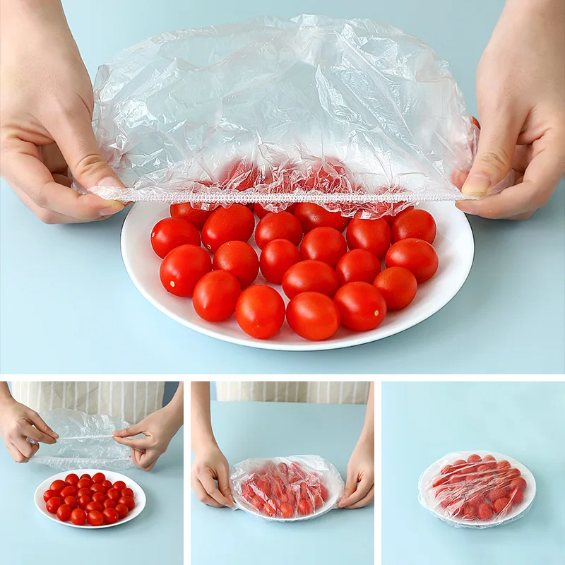 100Pcs Reusable Food Storage Covers Bags for Bowls Stretch Adjustable Universal Food Fresh Keeping Bags Kitchen Necessaire