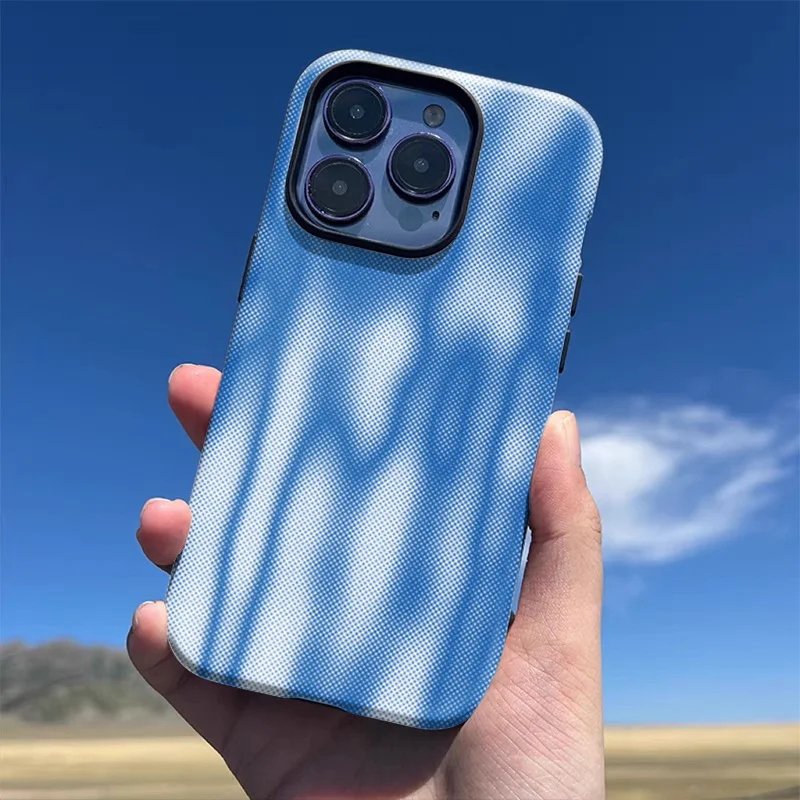 Clmj Blue Design Luxury Phone Case for iPhone 16 15 14 13 12 11 X XS XR XSMAX 7 8 Pro Max Plus Luxury Double-layer Back Cover