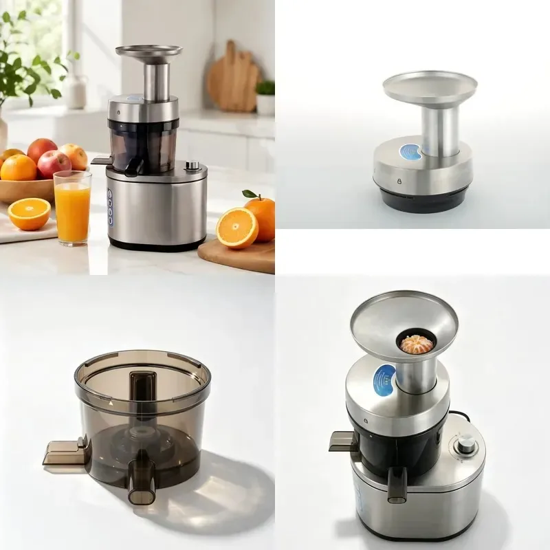 Compact Desktop Cold Press Slow Juicer Stainless Steel Food Grade BPA Free Silent Motor for Fitness Gym Family Use