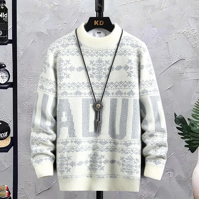 

Men's Sweater New Autumn Winter Warm Print Hip Hop Sweater Men Streetwear Print Pullover Tops Harajuku Couple Sweater