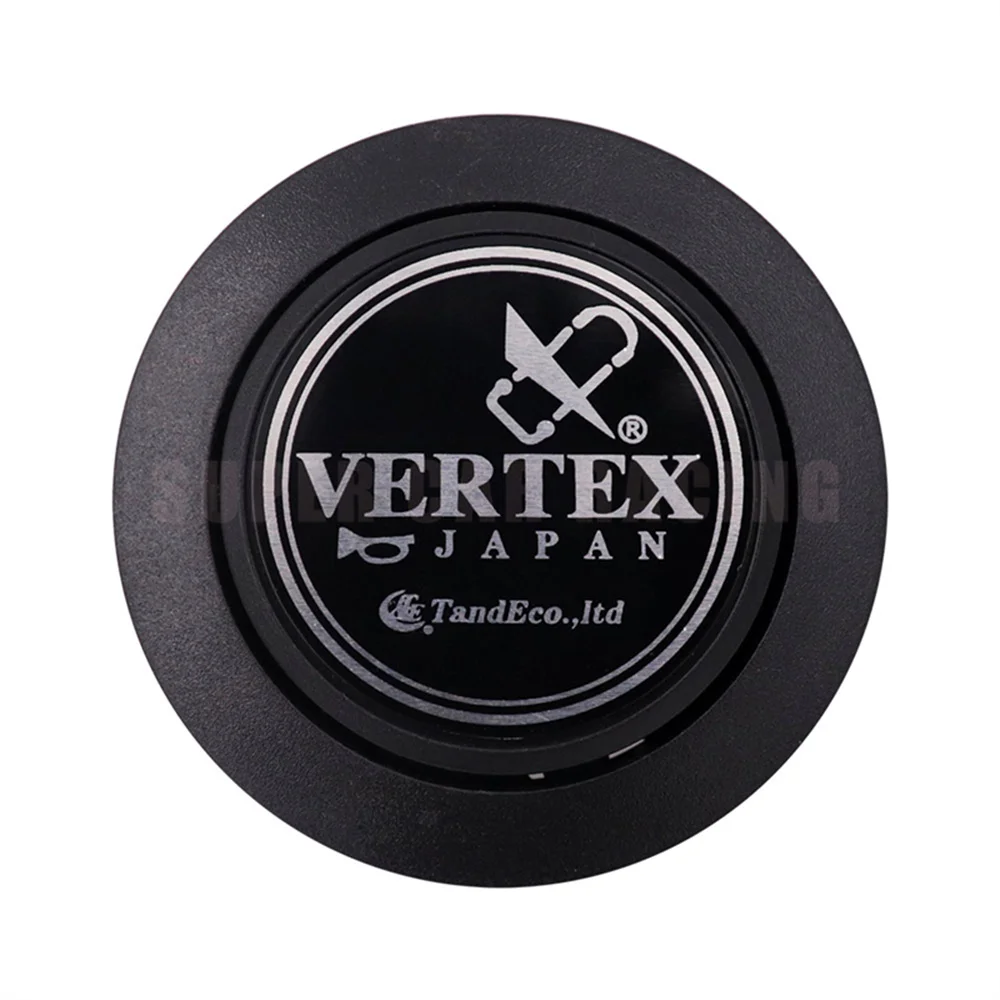 Black Vertex JDM Modified Racing Car Steering Wheel Horn Button Center Cap With Vertex Logo Pattern Car Interior Accessories