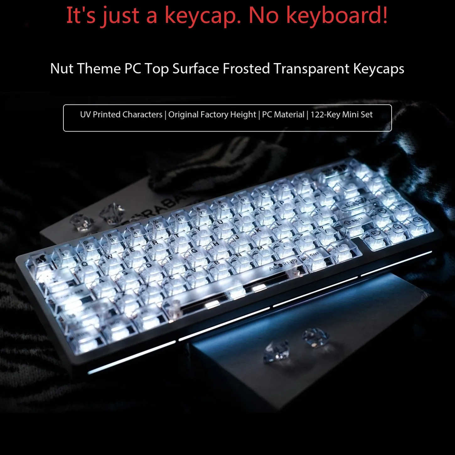 122 Keys PC Top Frosted Misty Transparent Keycaps Cherry Backlit