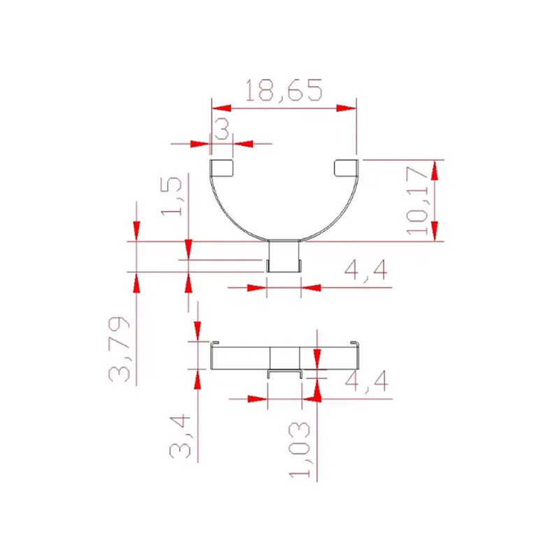 Clip à ressort de batterie CR2032, moitié fixe sur le cercle terminal positif et négatif