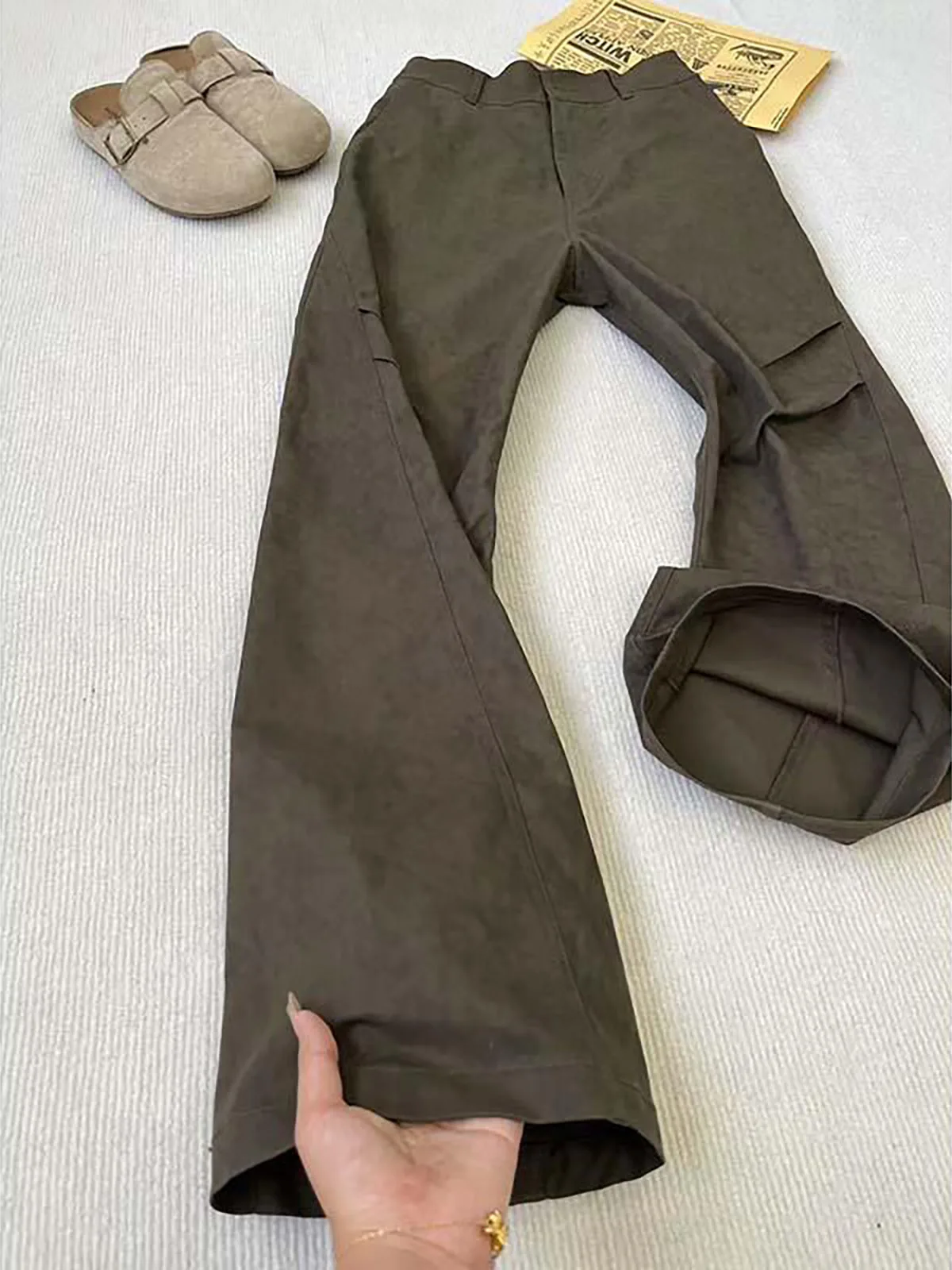 Browan Dyed Side-seamed Pleated Casual Pants Men's  Design American Slant Cut Flared Long Trousers Trendy Streetwear