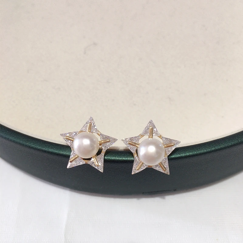 

ZHBORUINI 2023 New 100% Genuine Natural Freshwater Pearl Earrings AAA Zircon Star Stud Earrings For Women Jewelry Gift Wholesale