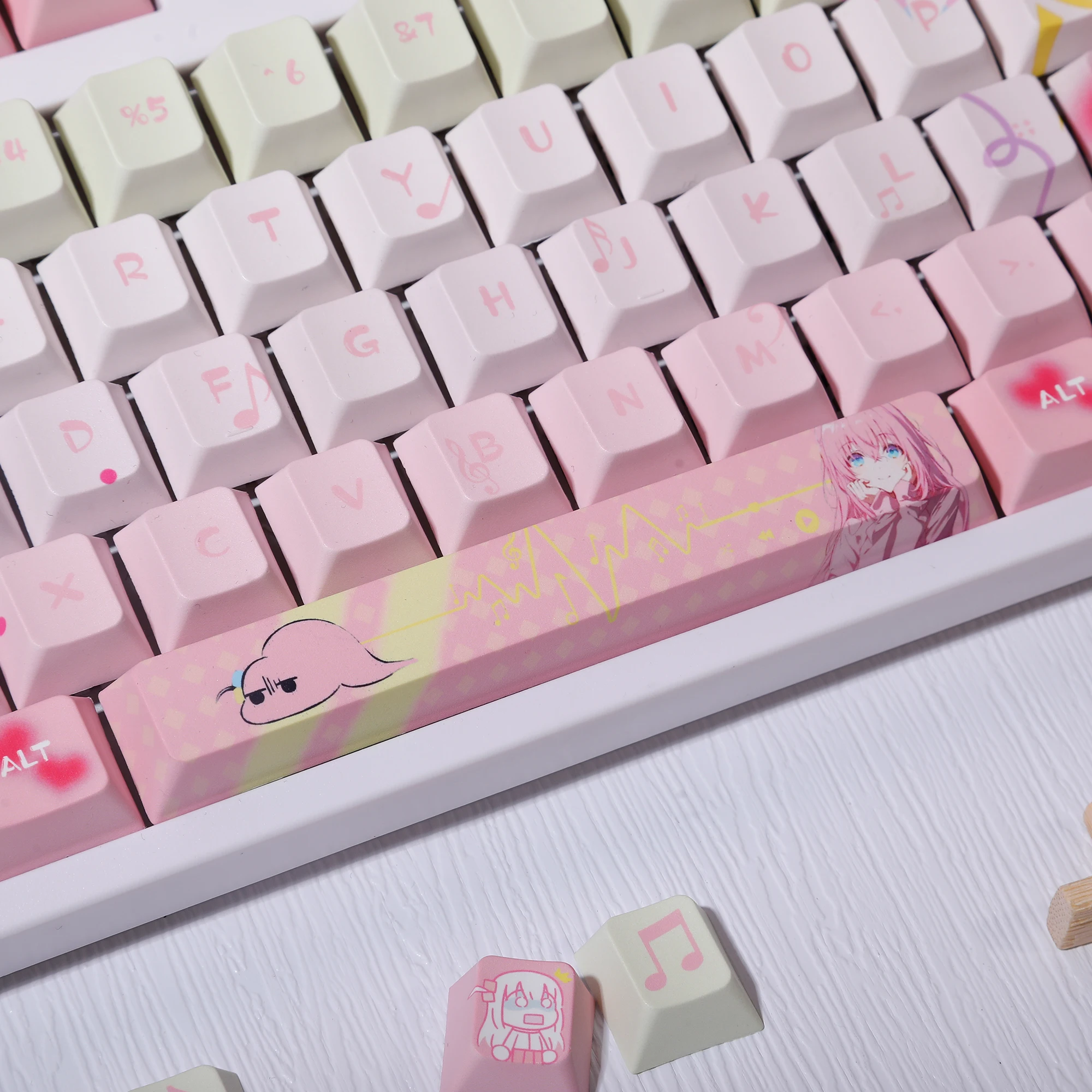 

120 Keys Cute Keycaps Anime Hitori Gotoh PBT Dye Sub Gaming Key Caps BOCCHI THE ROCK Backlit Keycap1.9mm Keys for ANSI Layout