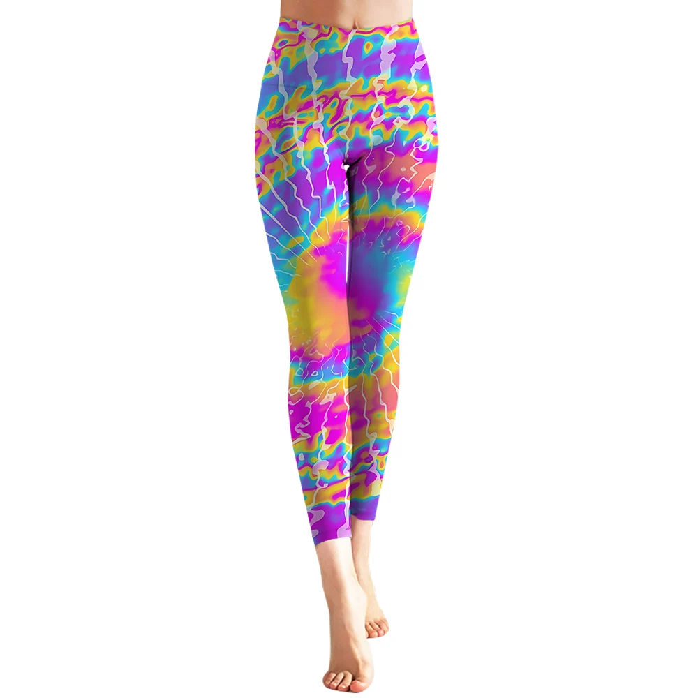 Fashion Legging Colorful Tie-dye 3D Printed Yoga Pants Elastic Hight Waist Fitness Skinny Pants Womens Clothing Leggings