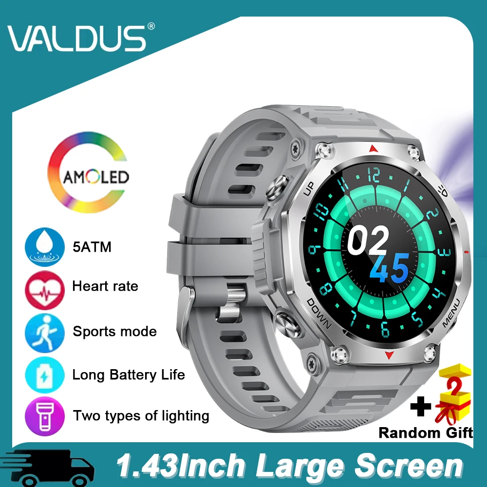 

VALDUS VD47 Pro AMOLED Смарт-часы для мужчин и женщин Фитнес-голосовой помощник Bluetooth-вызов Фонарик Сердечный ритм Водонепроницаемые умные часы